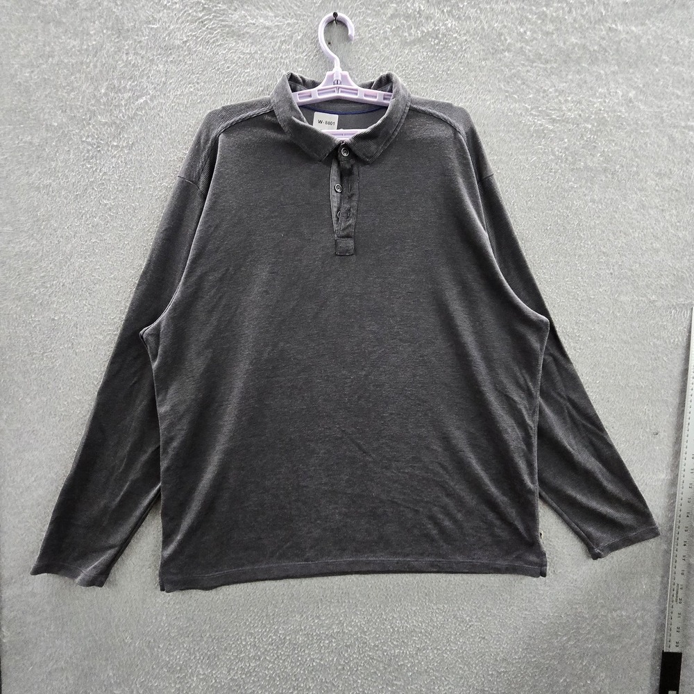 Tommy Bahama Men Sweatshirt XXL/TTG Gray Henley Button Logo Long Sleeve
